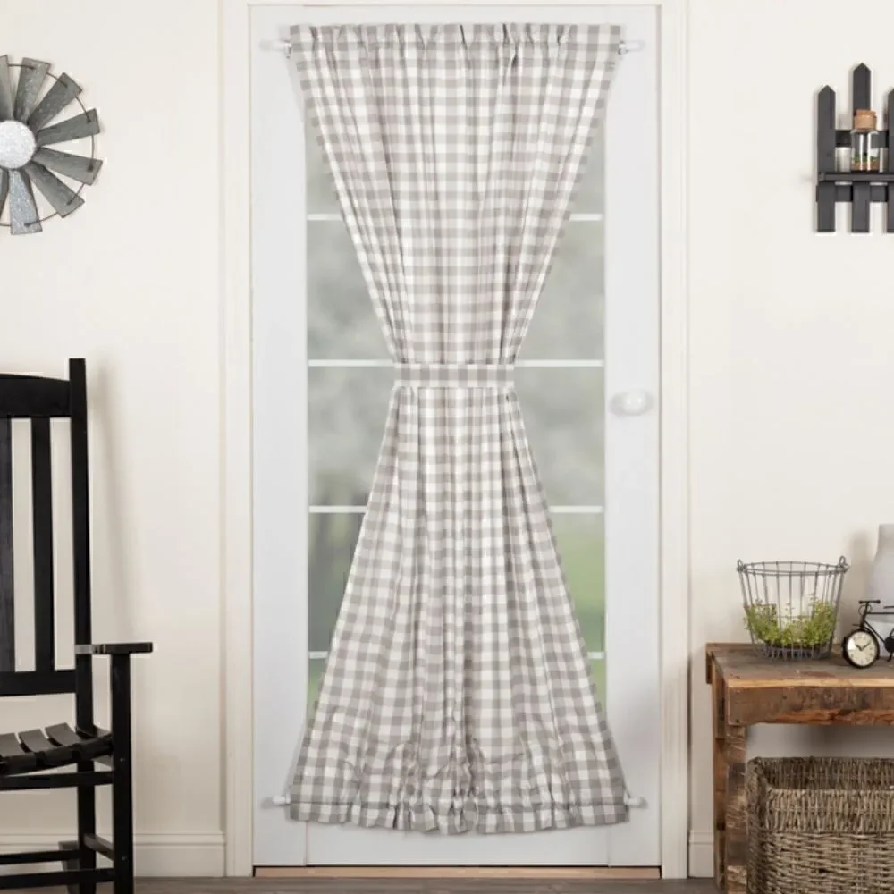 Farmhouse Grey Buffalo Plaid Checked Door Panel 72x40 Country Cottagecore New